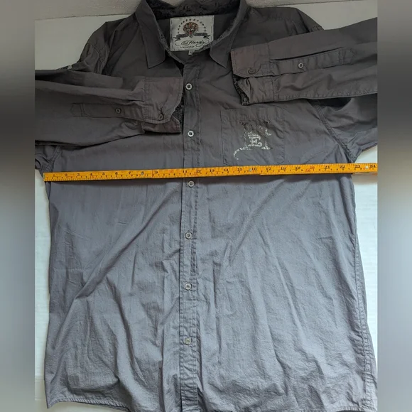 Vtg Ed Hardy Christian Audigier Floral Skull Kiss Of Death Men’s XL Grey - Picture 8 of 16